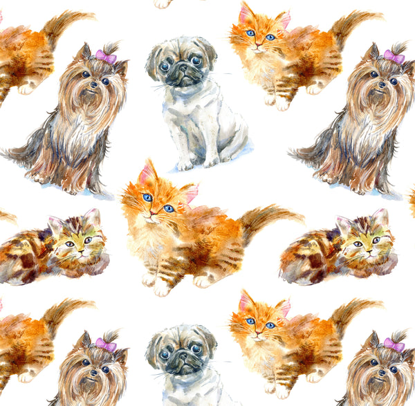 Dog Fabric, Cat Fabric, Dogs and Cats, Cotton or Fleece 1333 - Beautiful Quilt 