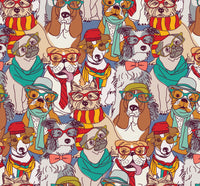 Dog Fabric, Dogs with Glasses, Cotton or Fleece 1466 - Beautiful Quilt 