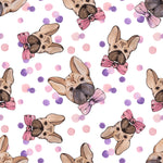 Dog Fabric, French Bull Dog Fabric aka Frenchi, Pink & Purple, Cotton or Fleece 2047 - Beautiful Quilt 