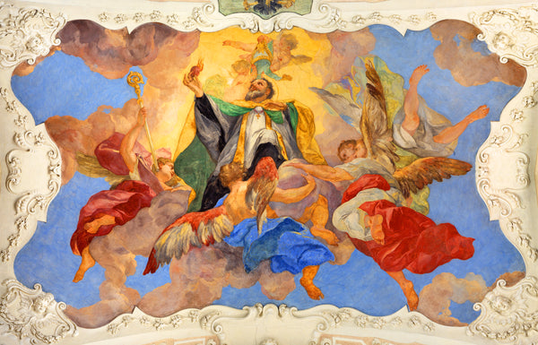 Angel Fabric, Fresco of St Augustine Fabric Panel, 1855 - Beautiful Quilt 