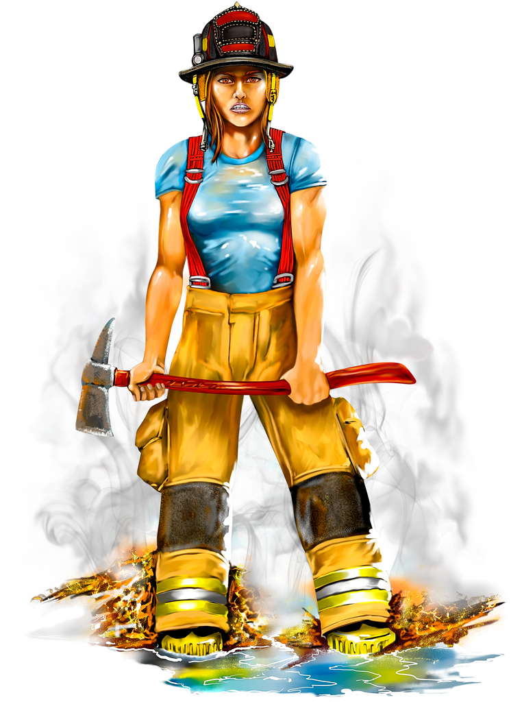 Home › Firefighter Fabric, Fire Woman on Fabric 1286