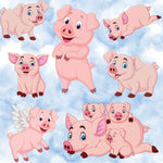 Children's Animal Fabric, Pig Fabric in the Sky, Cotton or Fleece 2013 - Beautiful Quilt 