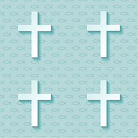 Religious Fabric, Teal Cross Fabric, Cotton or Fleece, 3719 - Beautiful Quilt 