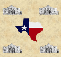 Texas Fabric, Texas Flag and the Alamo Fabric, Cotton or Fleece 1532 - Beautiful Quilt 