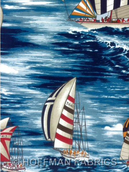 Sail Boat Fabric Hoffman Fabric sailing blue 2099 - Beautiful Quilt 