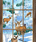 Christmas Fabric, Snowy Christmas, Deer Panel 5656 - Beautiful Quilt 