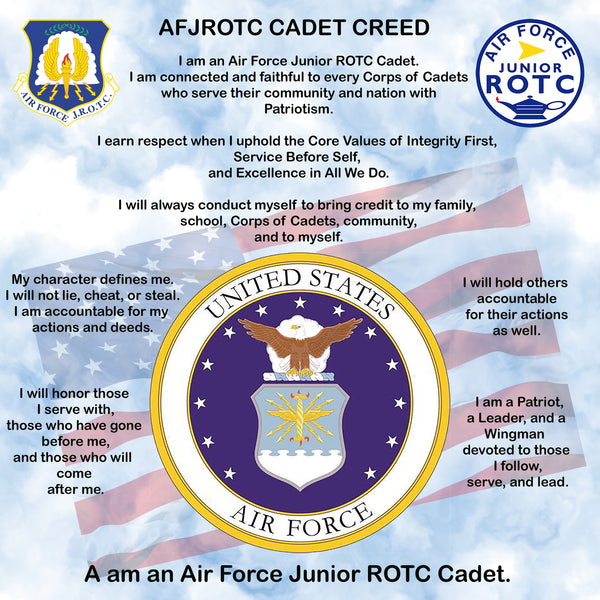 ROTC Fabric, Air Force Junior ROTC Cadet Creed Panel 2186 - Beautiful Quilt 