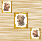 Dog Fabric, Airedale Fabric Diagonal Dogs in Frames, Cotton or Fleece, 3317 - Beautiful Quilt 