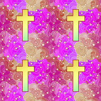 Religious Fabric, Cross Fabric, on a pink and purple background, Cotton or Fleece 10420 - Beautiful Quilt 
