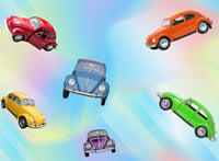 Car Fabric, VW bug on a multicolored background, Cotton or Fleece, 4006 - Beautiful Quilt 