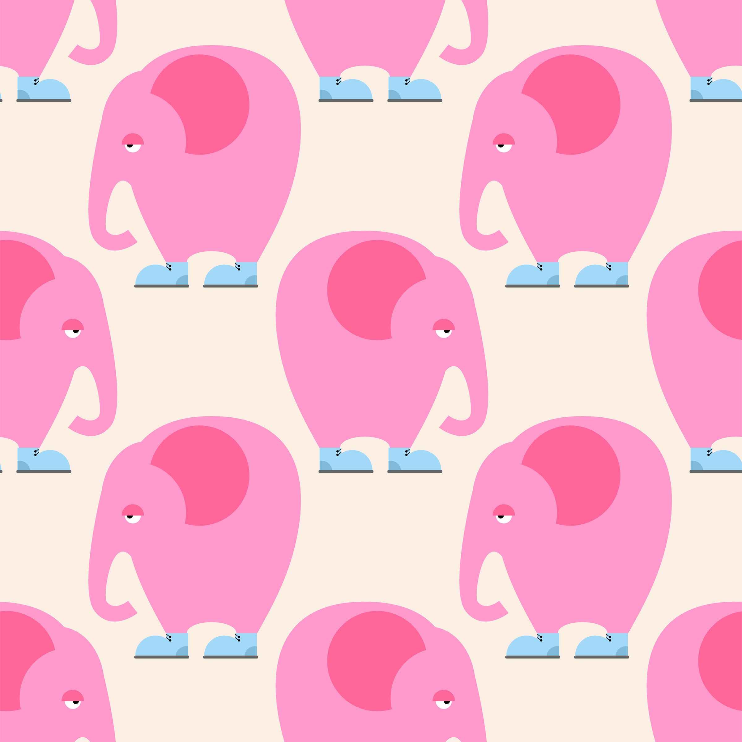 Pink Elephant Print Fabric