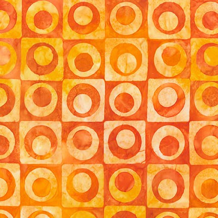 Batik Fabric RK Artisan Elementals Circle Orange 4308 - Beautiful Quilt 