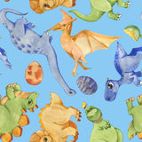 Dinosaur Fabric, Baby Dinosaur Fabric, Watercolor, Pink or Blue, Cotton or Fleece 2165 - Beautiful Quilt 