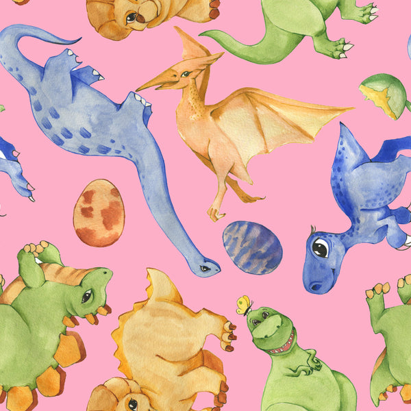 Dinosaur Fabric, Baby Dinosaur Fabric, Watercolor, Pink or Blue, Cotton or Fleece 2165 - Beautiful Quilt 