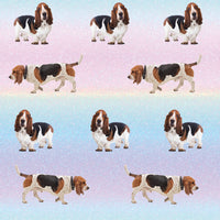 Dog Fabric, Basset Hounds Fabric, Walking and Standing, Cotton or Fleece 3025 - Beautiful Quilt 