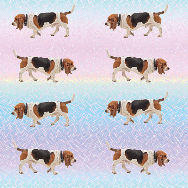 Dog Fabric, Basset Hounds Fabric, Walking and Standing, Cotton or Fleece 3026 - Beautiful Quilt 