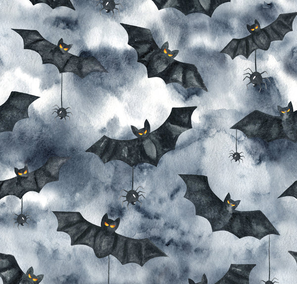 Halloween Fabric, Bats and Spiders, Cotton or Fleece 1936 - Beautiful Quilt 