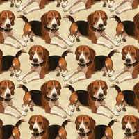 Dog Fabric, Beagle fabric on tan 1463 - Beautiful Quilt 