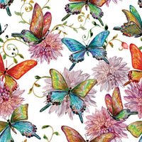 Butterfly Fabric with Flowers, Watercolor Fabric, Cotton or Fleece 1594 - Beautiful Quilt 