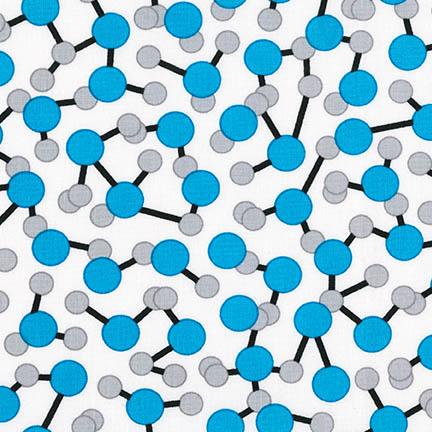 Chemistry Fabric  Science Fair blue atoms molecules 3902 - Beautiful Quilt 