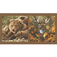 Wildlife Fabric Bear Fabric Northwoods Deer Panel 4968 - Beautiful Quilt 