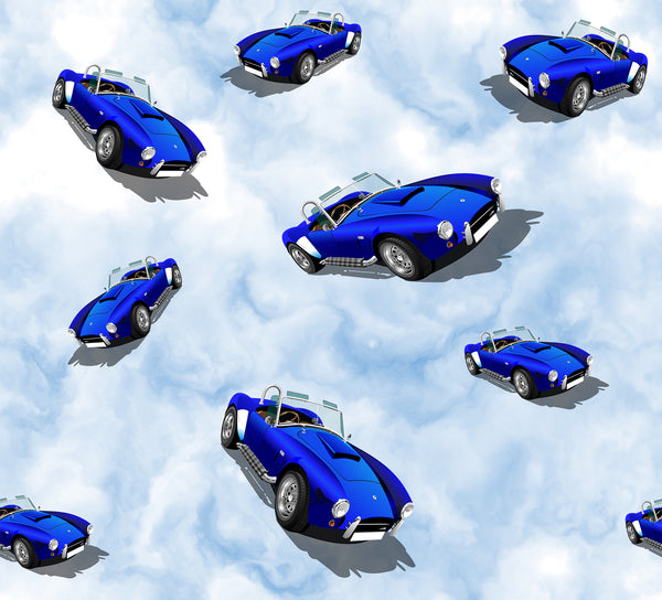 Car Fabric, Blue cars on a sky background, Cotton or Fleece 520 - Beautiful Quilt 