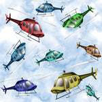 Helicopter Fabric, Tossed Helicopter, Cotton or Fleece 2191 - Beautiful Quilt 