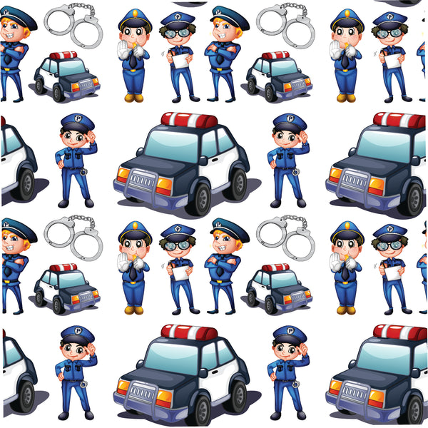 Police Fabric, Cartoon Police Officers and Cars, Cotton or Fleece 1284 - Beautiful Quilt 