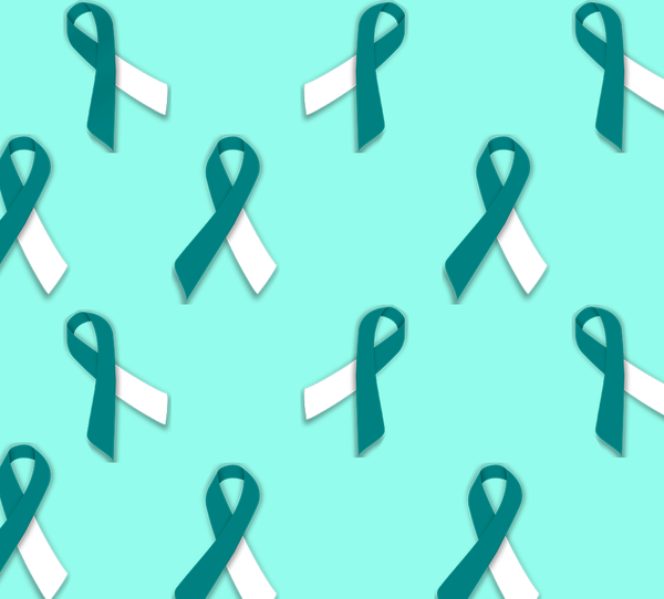 Cancer Fabric, Cervical Cancer Ribbons on Teal, Cotton or Fleece 886 - Beautiful Quilt 
