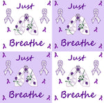 Cystic Fibrosis Awareness Fabric, Just Breath Checkerboard, Cotton or Fleece, 3373 - Beautiful Quilt 