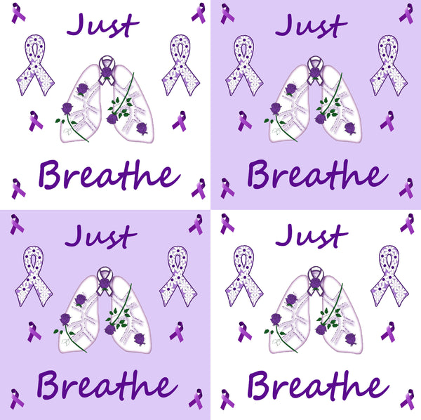 Cystic Fibrosis Awareness Fabric, Just Breath Checkerboard, Cotton or Fleece, 3373 - Beautiful Quilt 