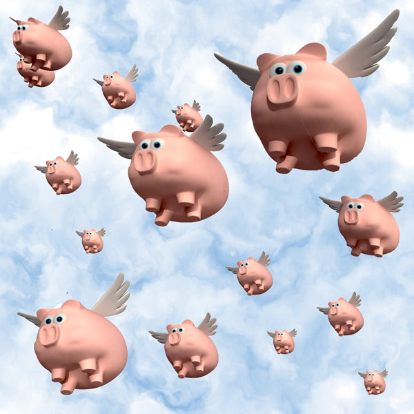 Pig Fabric, When Pigs Fly Fabric, Cotton or Fleece 1759 - Beautiful Quilt 