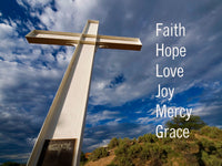 Religious Fabric, Scripture Fabric, Faith Hope Love Joy Mercy Grace,  Panel 10301 - Beautiful Quilt 