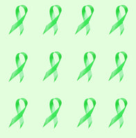 Lymphoma Cancer Fabric, Curled Green Ribbon Fabric, Cotton or fleece, 3547 - Beautiful Quilt 