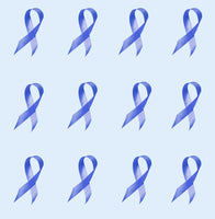 Colon Cancer Fabric, Curled Blue Ribbon Fabric, Cotton or fleece, 3545 - Beautiful Quilt 