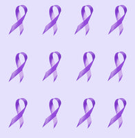 Pancreatic Cancer Fabric, Curled Purple Ribbon Fabric, Cotton or fleece, 3545 - Beautiful Quilt 