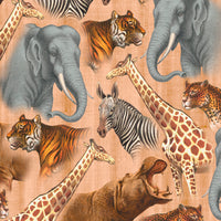 African Animal Fabric, Out of Africa, Elephant Giraffe 5312 - Beautiful Quilt 