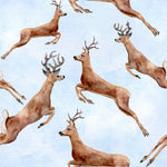 Animal Fabric, Deer Fabric Jumping in the Sky, Cotton or Fleece 3874 - Beautiful Quilt 
