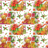 Christmas Fabric, Teddy Bears and Presents Fabric, Cotton or Fleece, 3334 - Beautiful Quilt 