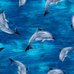 Ocean Fabric, Dolphin Fabric, Dolphins Jumping, Cotton or Fleece 2075 - Beautiful Quilt 