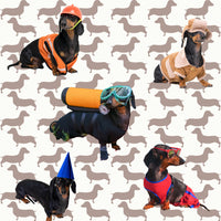 Dog Fabric, Dachshund Fabric, Doxie Fabric at Work, Cotton or Fleece 1364 - Beautiful Quilt 