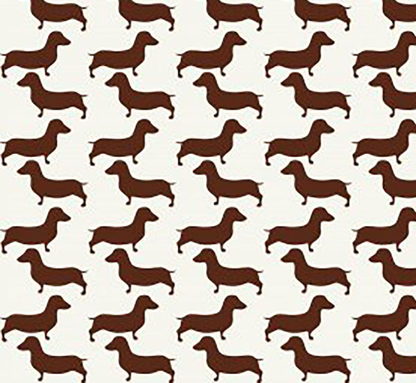 Dog Fabric, Dachshund Fabric Silhouette, Brown, Cotton or Fleece 5709 - Beautiful Quilt 