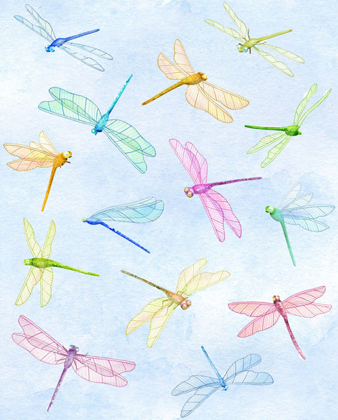 Bug Fabric, Dragonfly Fabric on a sky background, Cotton or Fleece 2036 - Beautiful Quilt 