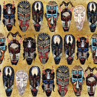 African Fabric, African Masks, Cotton or Fleece, 3412 - Beautiful Quilt 