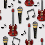 Music Fabric, Guitars and Microphones, Cotton or Fleece, 3012 - Beautiful Quilt 
