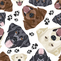 Dog Fabric, Labrador Fabric Tossed Heads, Cotton or Fleece, 3361 - Beautiful Quilt 