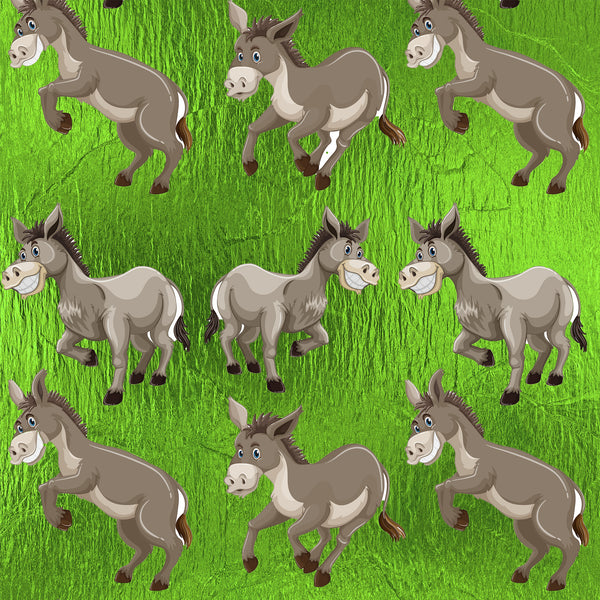 Animal Fabric, Donkey and Mule Fabric, Cartoon Fabric, Cotton or Fleece, 3984- - Beautiful Quilt 