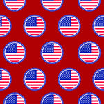 Patriotic Fabric, Circular Flag Fabric on Red, Cotton or Fleece, 3637 - Beautiful Quilt 