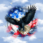 Patriotic Fabric, Eagle Fabric on a sky background 1546 - Beautiful Quilt 