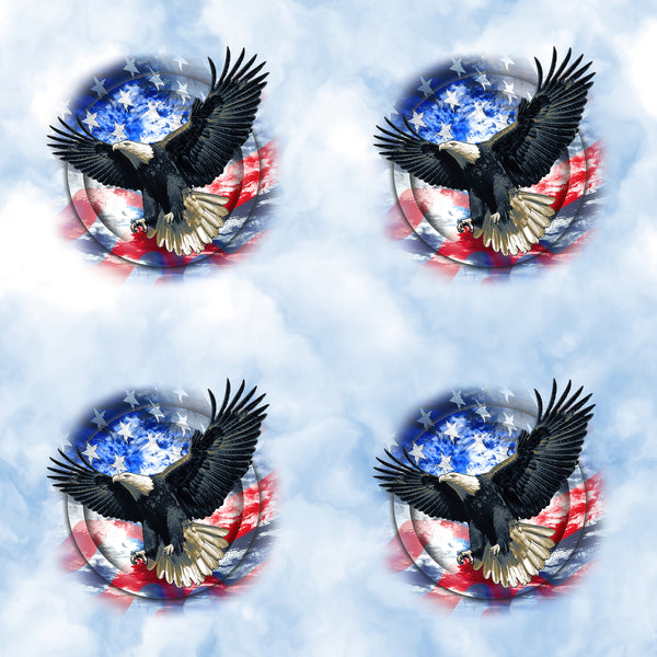 Patriotic Fabric, Eagle Fabric on a sky background, yardage, Cotton or Fleece 1547 - Beautiful Quilt 
